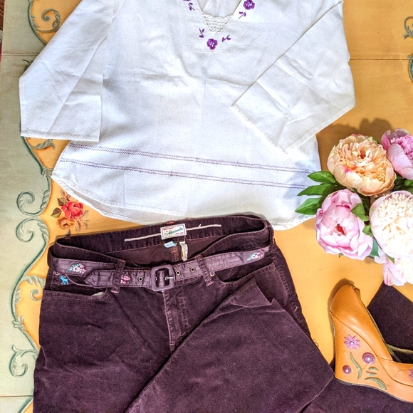 ABERCROMBIE BROWN STRETCH CHINOS 97%COTTON  and 100%cotton Blouse NWT - Picture 2 of 11